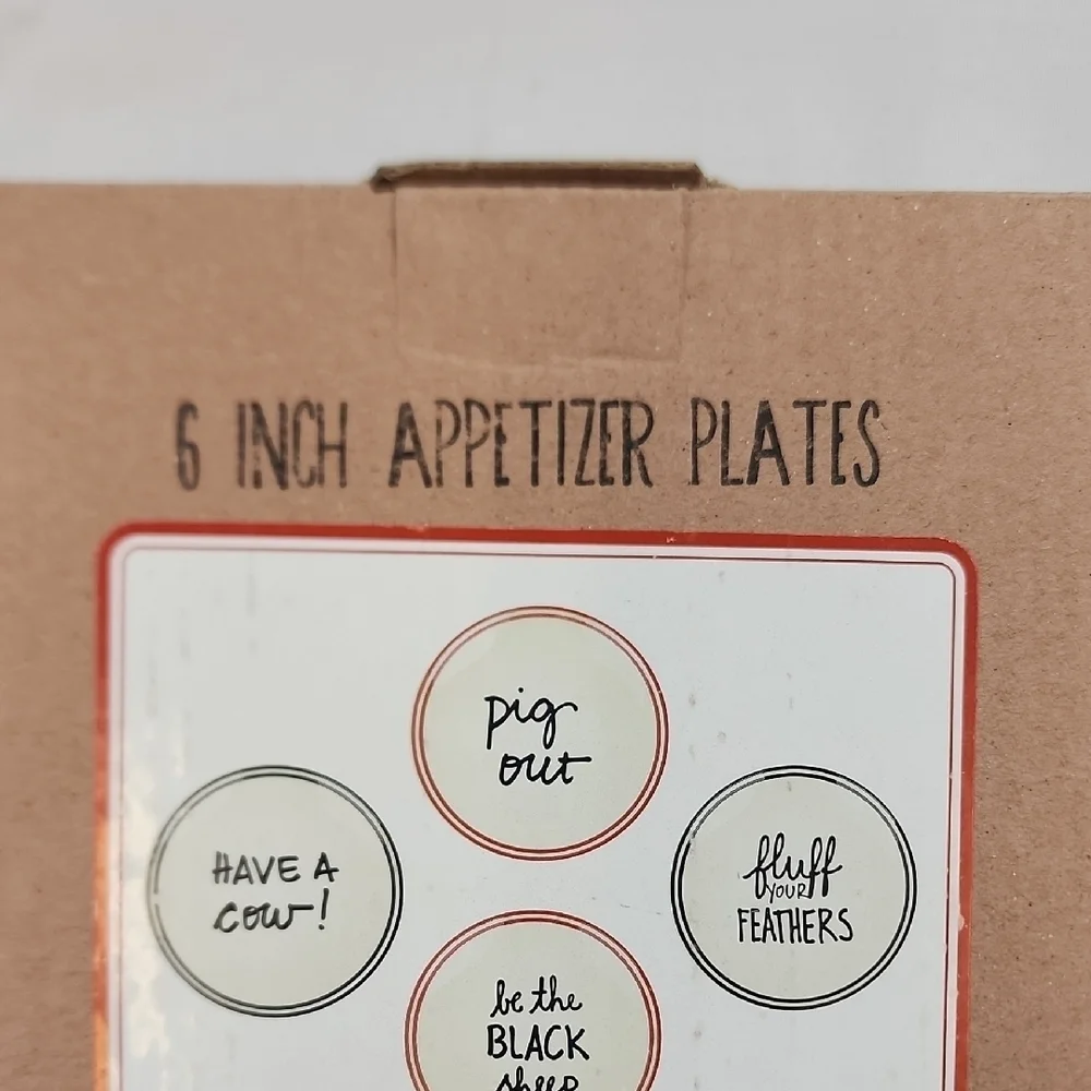 Formation Brands Dining White Appetizer Plates with Black Text Set Of 4 Plates